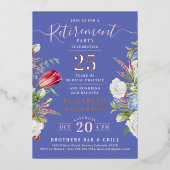 Élégant Lavande Retraite Floral Foil Invitation (Recto)