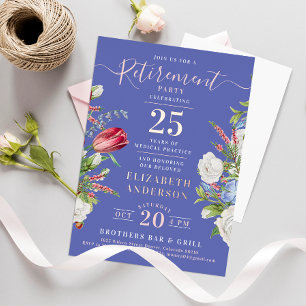 Élégant Lavande Retraite Floral Foil Invitation