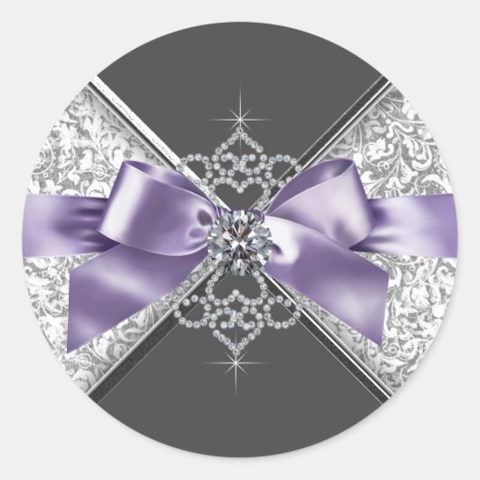 Élégant Lavande violet Diamants blancs Sticker (Devant)