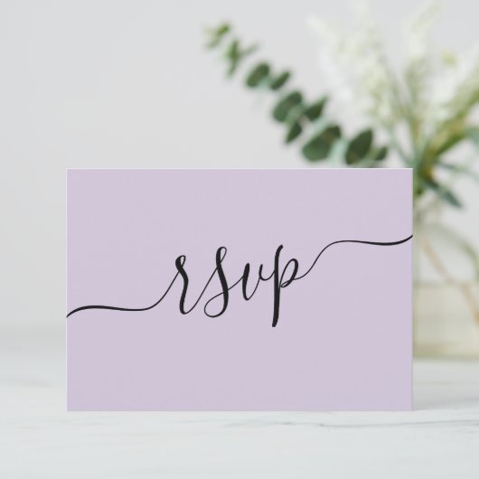 Elégant lavande violette QR Code RSVP Mariage (Debout devant)