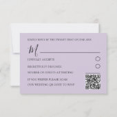 Elégant lavande violette QR Code RSVP Mariage (Dos)