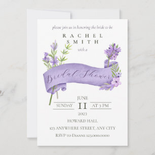 Elegant Lavendar Bridal Shower Invitation Kaart