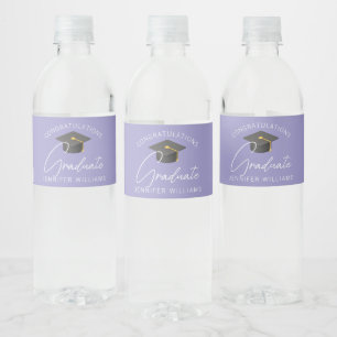 Elegant Lavendel Aangepaste Afstudeerfeest Waterfles Etiket