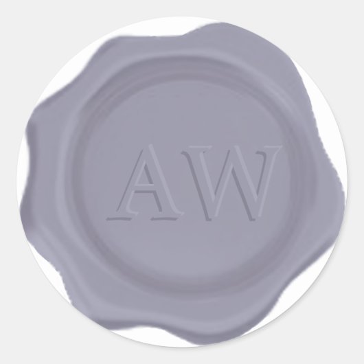 Elegant Lavendel Blauw Monogram Bruiloft Wax Seal Ronde Sticker (Voorkant)