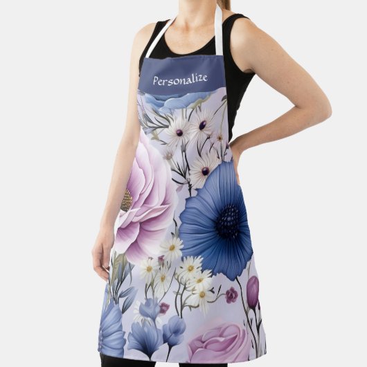Elegant Lavendel Blauw Wit Bloemtuin Bloemen Schort (Insitu)