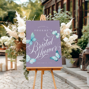 Elegant Lavendel Blauwgroen Vlinder Vrijgezellenfe Poster