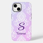 Elegant Lavendel Damast Monogram Case-Mate iPhone Case (Achterkant)