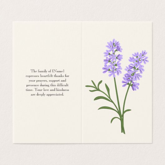 Elegant Lavendel Funeral Order of Service-programm Kaart (Buitenkant ongevouwen)