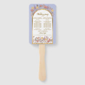 Elegant Lavendel Goud Wildflower Trouwprogramma Handwaaier (Achterkant)
