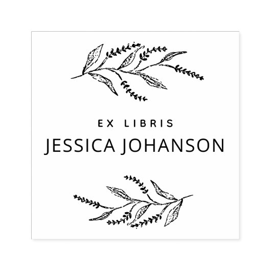 Elegant Lavendel Modern Botanisch Ex Libris Boek Rubberstempel (Afrduk)