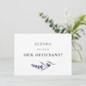 Elegant Lavendel Officiant Proposal Kaart (Staand voorkant)