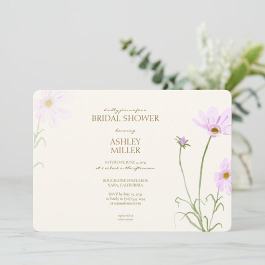 Elegant Lavendel Spring Wildflower Vrijgezellenfee Kaart (Staand voorkant)