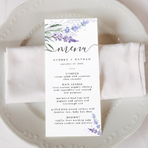 Elegant Lavendel Waterverf Bruiloft Menu