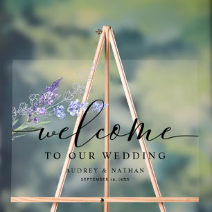 Elegant Lavendel Waterverf Welkom Bruiloft Acryl Bord