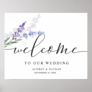 Elegant Lavendel Waterverf Welkom Trouwbord Poster