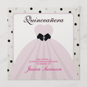Elegant Lavender Blush en Black Quinceanera Kaart