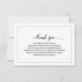 Elegant Lavender Calligraphy Funeral Bedankt (Voorkant)