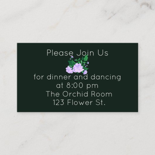 Elegant Lavender Camellia Reception Informatiekaartje (Voorkant)