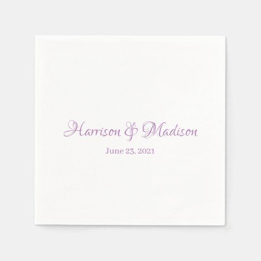Elegant lavender Custom Script Names Date Weddensc Servet (Voorkant)