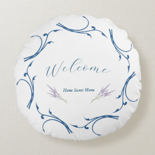 Elegant Lavender & Dusty Blue Circle Style Welkom Rond Kussen