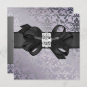Elegant Lavender en Silver Uitnodiging met Bow (Voorkant / Achterkant)