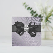 Elegant Lavender en Silver Uitnodiging met Bow (Staand voorkant)