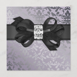 Elegant Lavender en Silver Uitnodiging met Bow