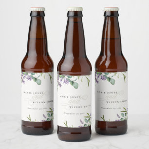 Elegant Lavender Eucalyptus Leafy Foliage Wedding Bier Etiket