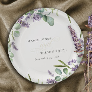 Elegant Lavender Eucalyptus Leafy Foliage Wedding Papieren Bordje