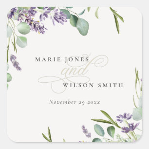 Elegant Lavender Eucalyptus Leafy Foliage Wedding Vierkante Sticker