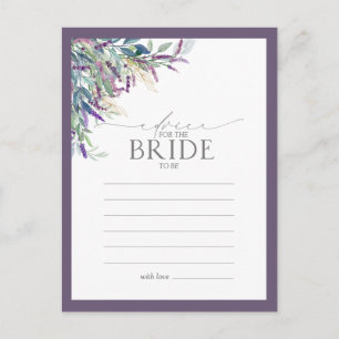 Elegant Lavender Floral Advice aan de Bride Briefkaart