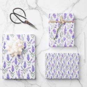 Elegant Lavender Floral Inpakpapier Vel