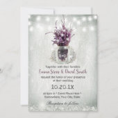 Elegant Lavender Floral Jar String Lights Wedding Kaart (Voorkant)