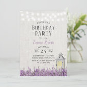 Elegant Lavender Floral Lantern Birthday Kaart (Staand voorkant)