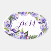 Elegant  Lavender Floral Monogram Sticker
