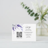 Elegant Lavender Floral QR Code Lila huwelijk RSVP Informatiekaartje (Staand voorkant)