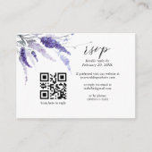Elegant Lavender Floral QR Code Lila huwelijk RSVP Informatiekaartje (Voorkant)