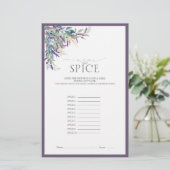 Elegant Lavender Floral Vrijgezellenfeest Game (Staand voorkant)