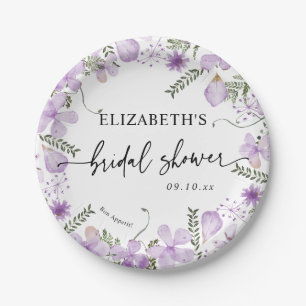 Elegant Lavender Floral Vrijgezellenfeest Paper Bo Papieren Bordje