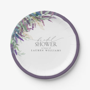 Elegant Lavender Floral Waterverf Vrijgezellenfees Papieren Bordje