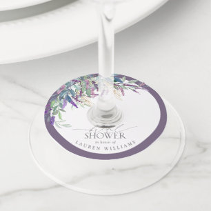 Elegant Lavender Floral Waterverf Vrijgezellenfees Wijnglaslabel