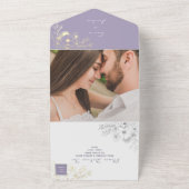 Elegant Lavender Floral Wedding All In One Uitnodiging (Buitenkant)