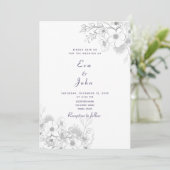 Elegant Lavender Floral Wedding Invitation Kaart (Staand voorkant)