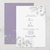 Elegant Lavender Floral Wedding Invitation Kaart (Voorkant / Achterkant)