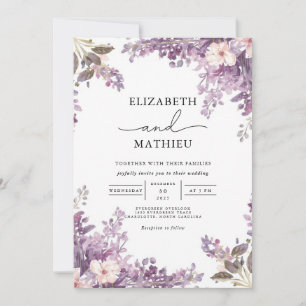 Elegant Lavender Floral Wedding Kaart