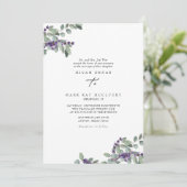 Elegant Lavender Floral Wedding Kaart (Staand voorkant)