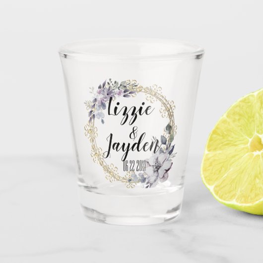 Elegant Lavender Floral Wreath Wedding Shot Glas (Voorkant)
