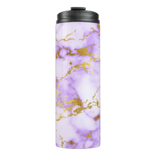 Elegant Lavender Gold Faux Metallic Marmer Patroon Thermosbeker
