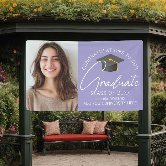 Elegant Lavender Graduate Photo Graduation Party Spandoek