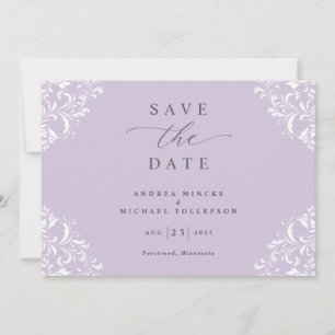 Elegant Lavender Lila Vintage Wedding Save The Date